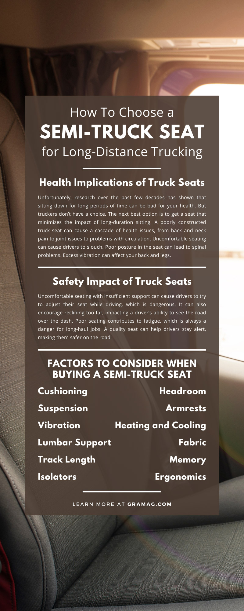 How To Choose a Semi-Truck Seat for Long-Distance Trucking